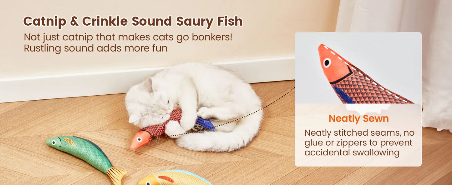 Interactive Cat Fish Toy with Catnip – Soft Durable Plush Chew Toy for Kittens and Cats