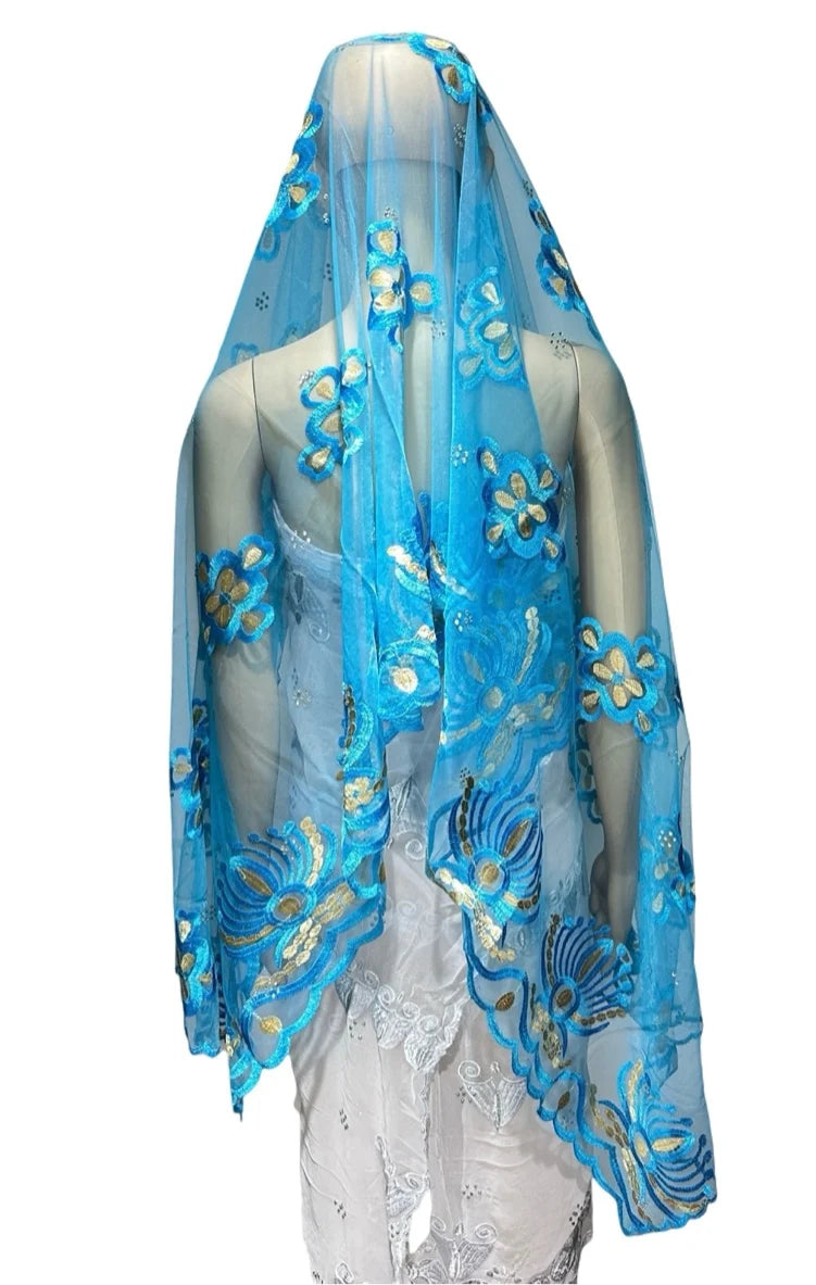 Women's Embroidered Voile Hijab Scarf