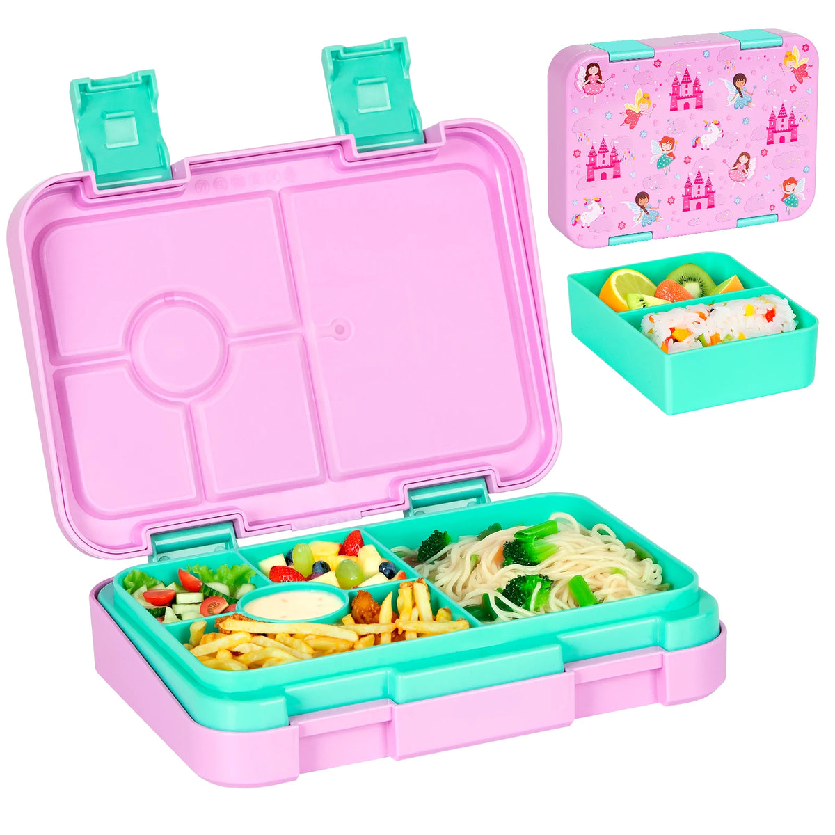 Cartoon Printed Microwavable Bento Lunch Box with 5 Compartments