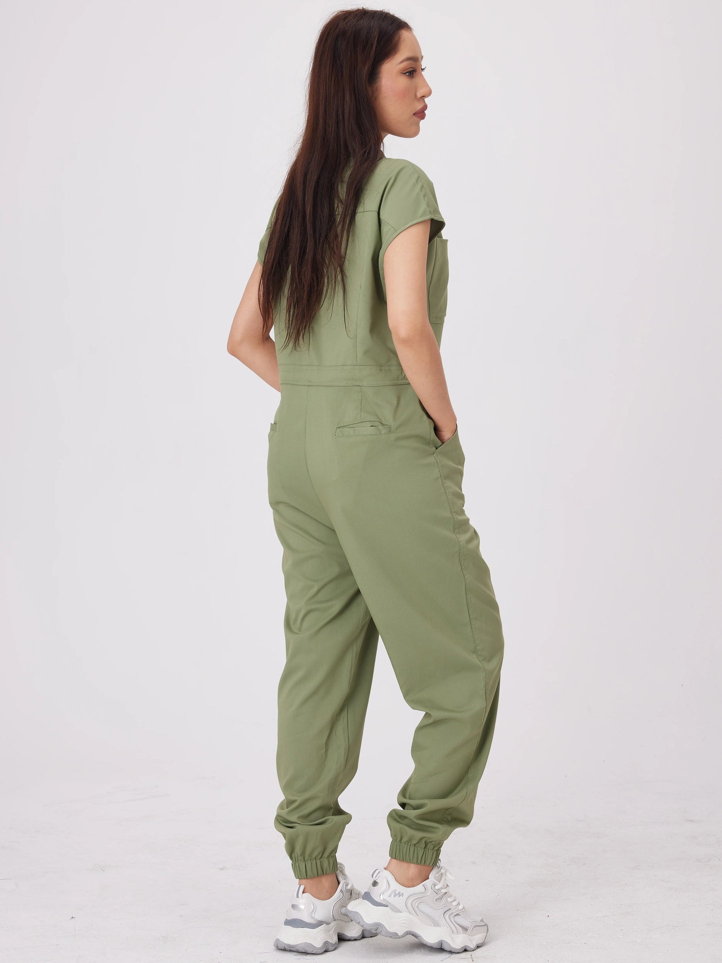 Women's Short Sleeve Medical Scrub Jumpsuit – Hospital Uniform with Pockets