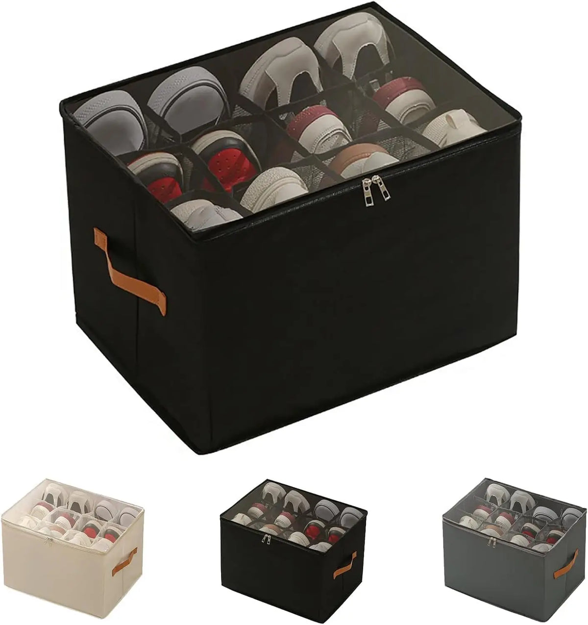 Foldable Shoe Storage Organizer with Clear Lid