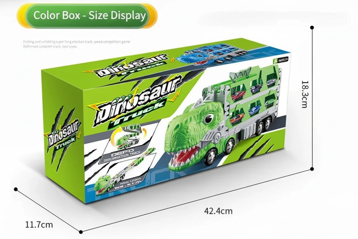Transforming Dinosaur Toy Truck with Folding Track