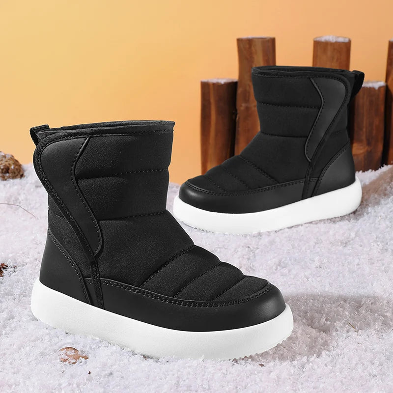 Winter Warm Kids Snow Boots – Plush, High-Top, Anti-Slip, Waterproof Cotton Shoes for Boys & Girls