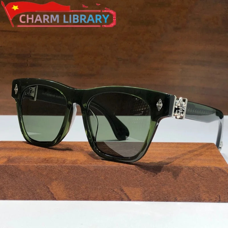 Charm Library Acetate Rectangle Sunglasses — UV400 Retro Style for Women