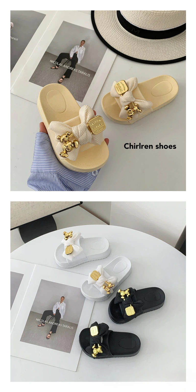 Fashion Girls’ Slippers – Simple Children’s Shoes with Thick Soles, Anti-Slip Design
