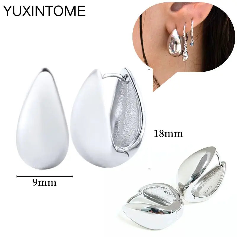 925 Sterling Silver Multi-Turn Hoop Earrings with White Zircon, Fashion Punk Jewelry for Women