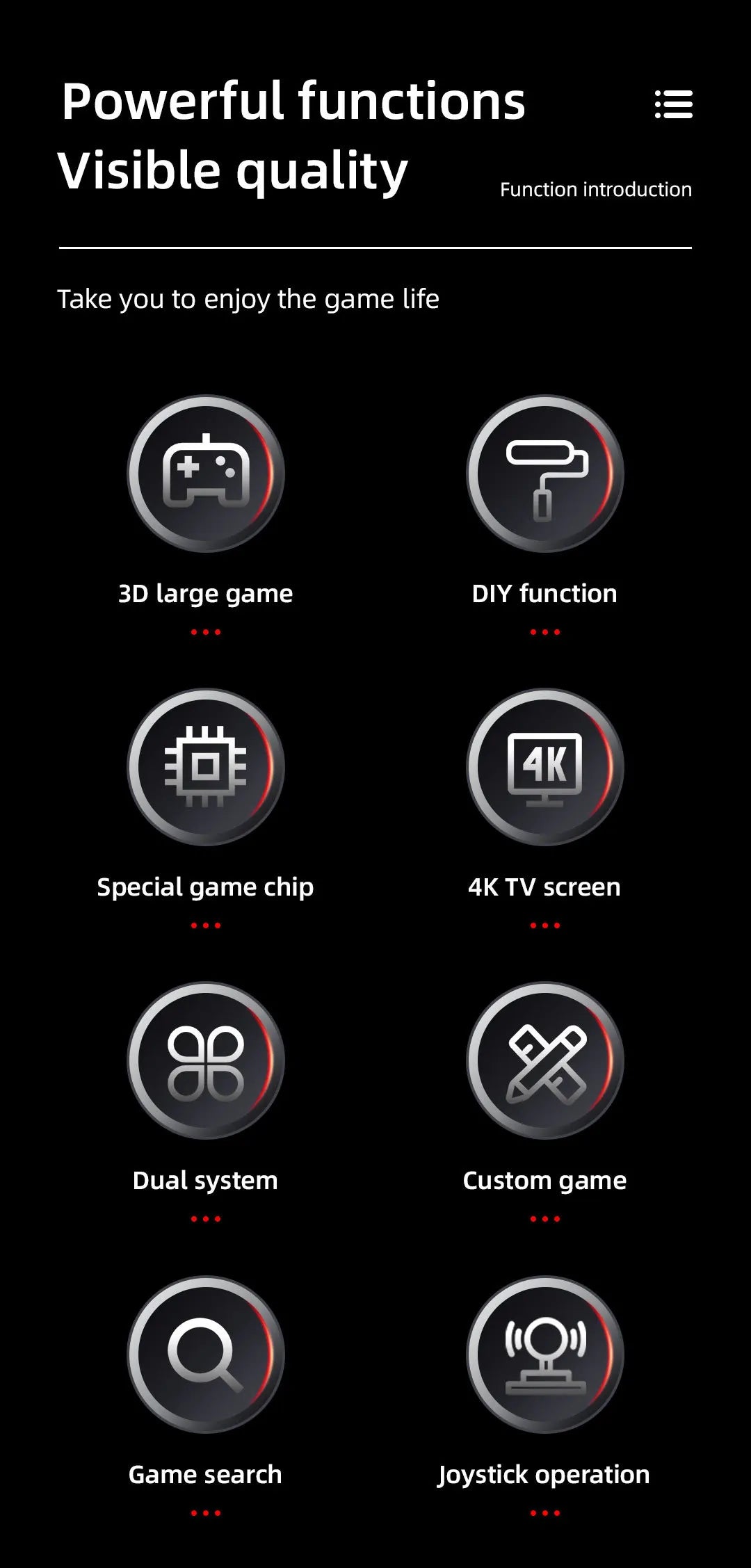 GD30 4K Retro Game Stick, 64GB Built-In Games, Wireless 2.4G Classic Video Game Console with Dual Controllers