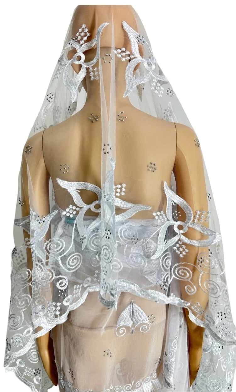 Women's Embroidered Voile Hijab Scarf