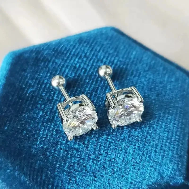 Moissanite Stud Earrings – S925 Sterling Silver Unisex Studs (1–2 CT Options)