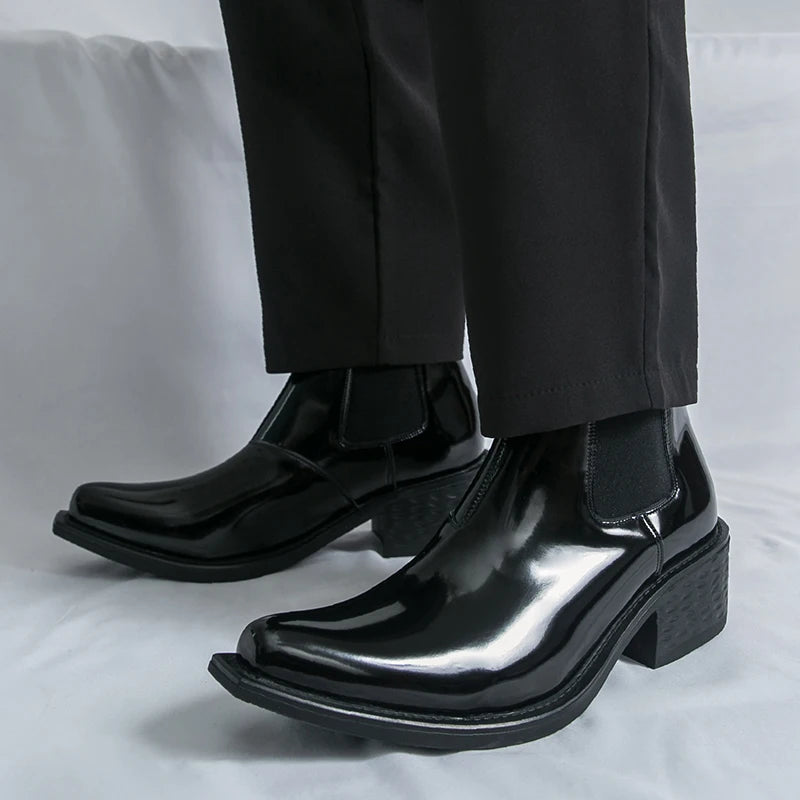 Men’s PU Leather Chelsea Boots, Classic Pointed Toe Design