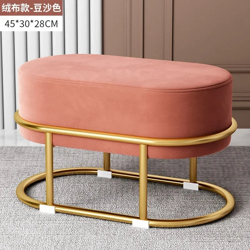 Seating Living Room Fabric Craft Shoe Changing Stool Home Doorway Sofa Stool Oval Rest Stool