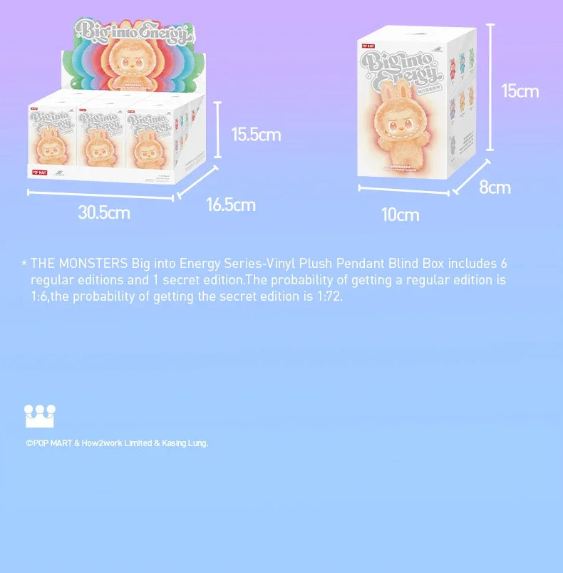 Labubu V3 – Big Into Energy Series | Vinyl Velvet Blind Box Mystery Pendant | Collectible Decoration & Gift