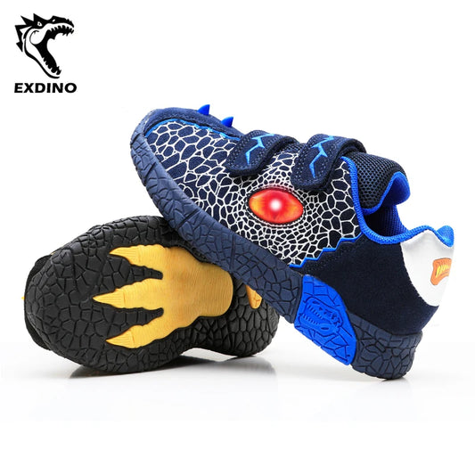 Kids LED Light-Up Sneakers - Boys 3-6Y, Flashing Glowing Sports Shoes for Spring & Autumn, Casual Running Footwear
