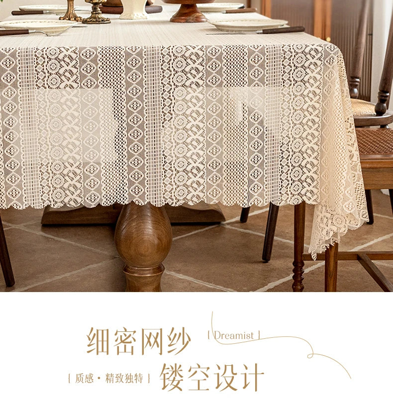 2025 New Gentle Elegant French Mesh Tablecloth Wedding Dessert Table Dining Table Decorative Tablecloth