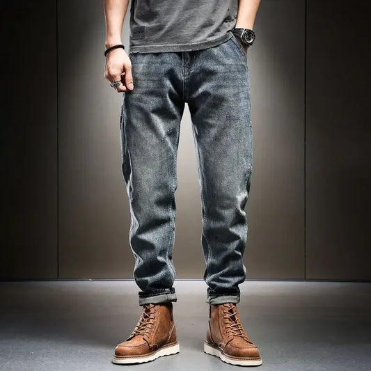 High Quality Male Cowboy Pants Retro Washed Straight Jeans For Men Plus Size Trousers Comfortable Xs Wide Leg Denim Kpop Cheap