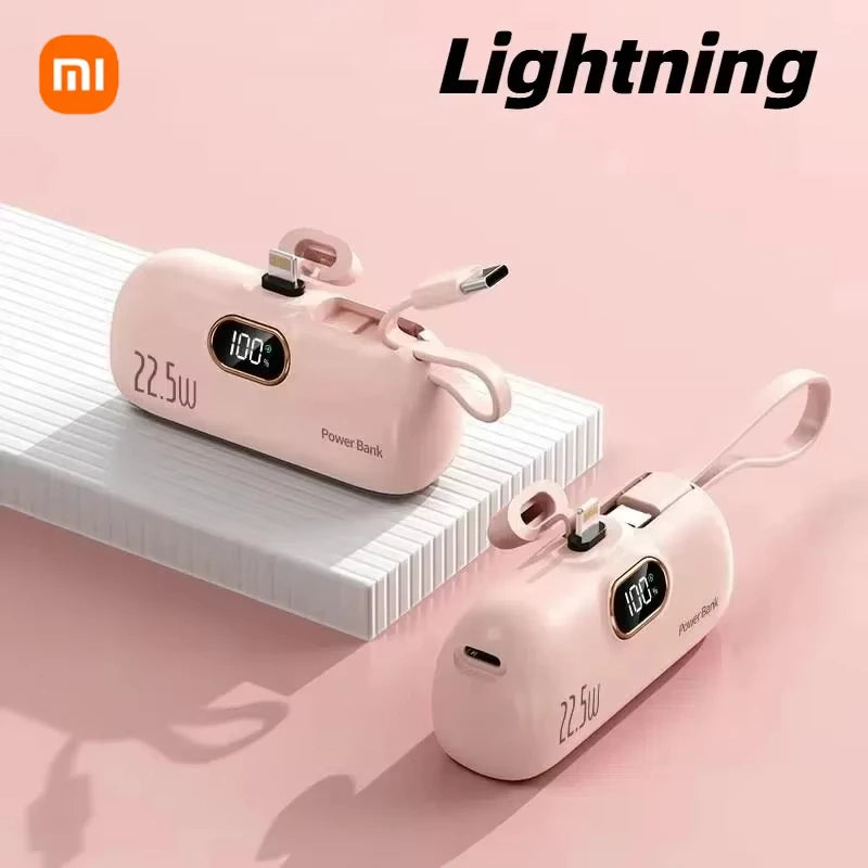 30000mAh Capsule Power Bank Fast Charge Portable Mobile Power Supply Emergency External Battery for Type-C, iPhone, Android