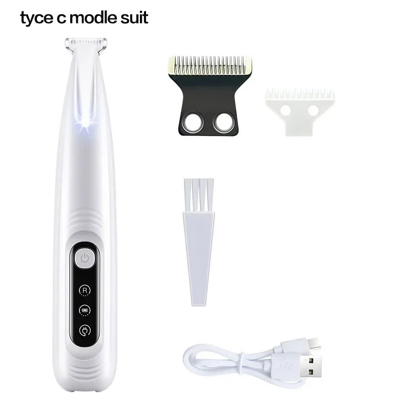 Dog Paw Trimmer with LED Light – Fully Waterproof Pet Grooming Clipper