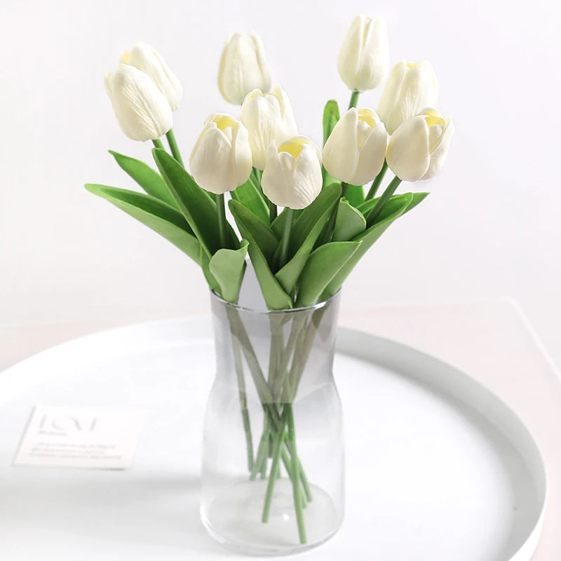 10Pcs Of Artificial Plant Tulip Soft Pole Room Dining Table Decoration Wedding Party Garden DIY Christmas Anniversary Decor