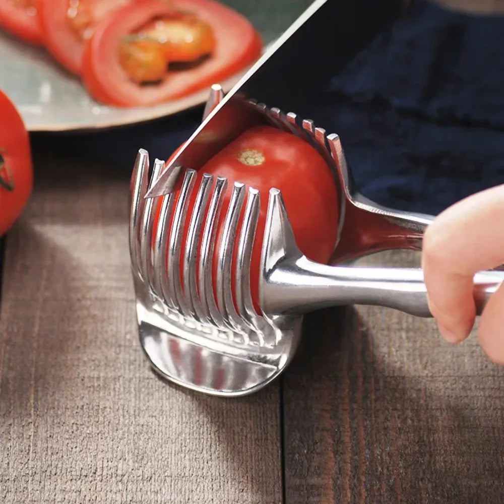 Galavilly Handheld Tomato and Lemon Slicing Guide, Fruit and Vegetable Holding Clip for Kitchen Food Prep