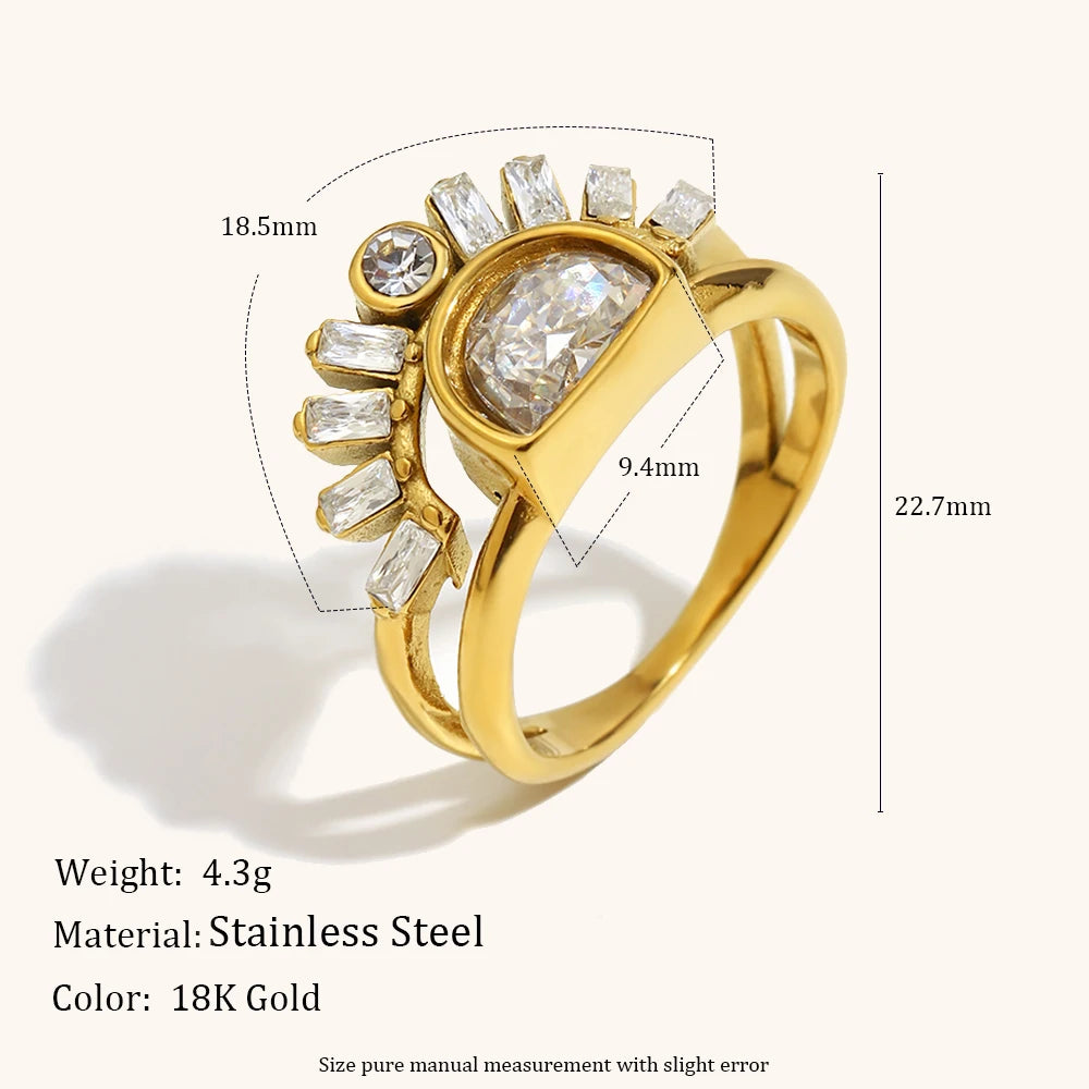 Shining Zircon Stainless Steel Women’s Ring – Fashion Jewelry