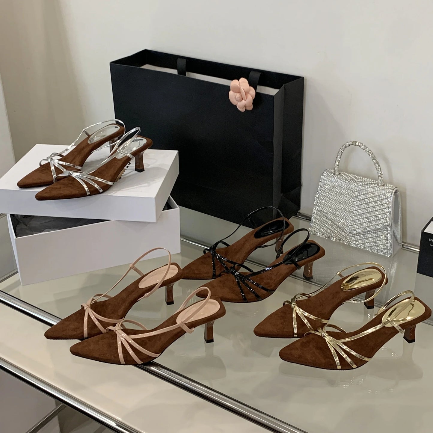 Women’s Summer Heeled Sandals – 2025 Fashion Pointed-Toe Open Design with Spaghetti Straps | Party & Dress Shoes