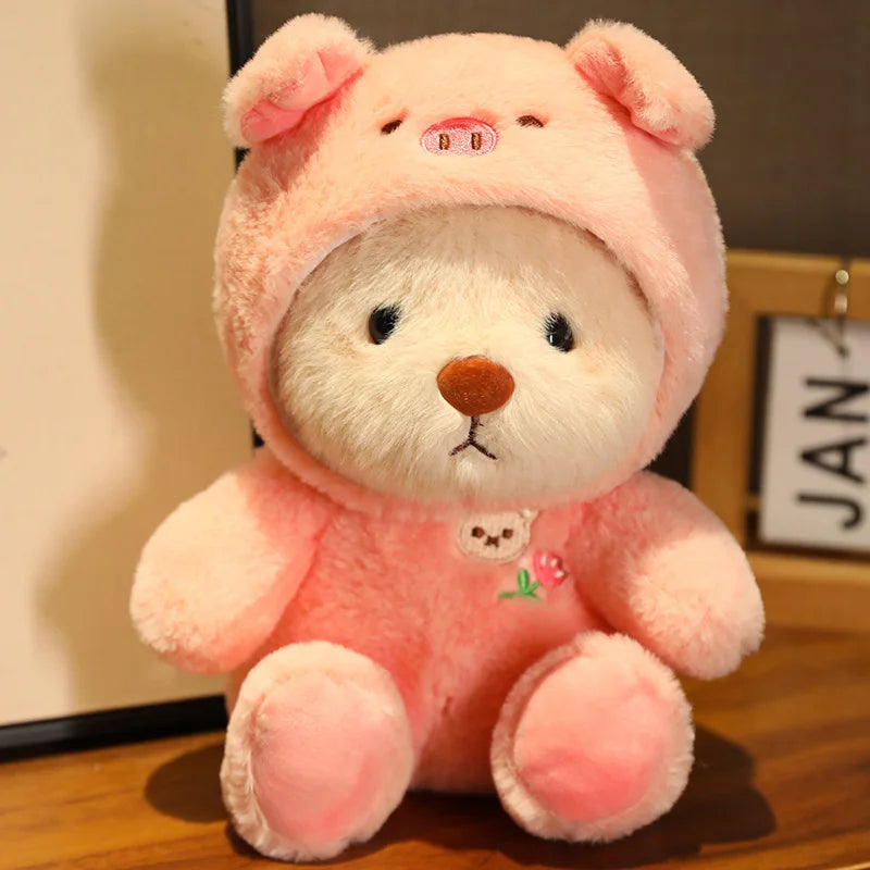 Anime Plush Toy 25/35cm – Jointed Bear, Bunny, Duck, Shark, and Pig Stuffed Animal