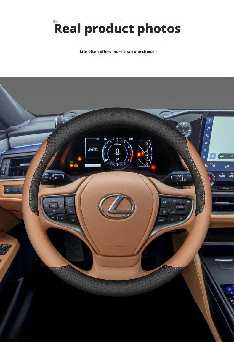 Faux Leather Steering Wheel Cover for 37–38 cm Wheels