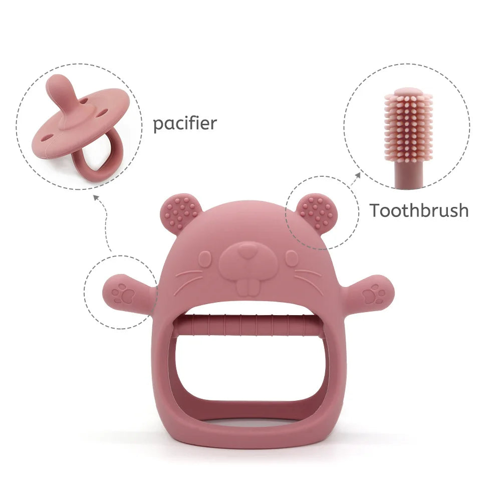 1pc Teether Toys For Baby Bracelet BPA Free Cute Cartoon Animal Silicone Ring Teething Glove For Baby Accessories Newborn Toys