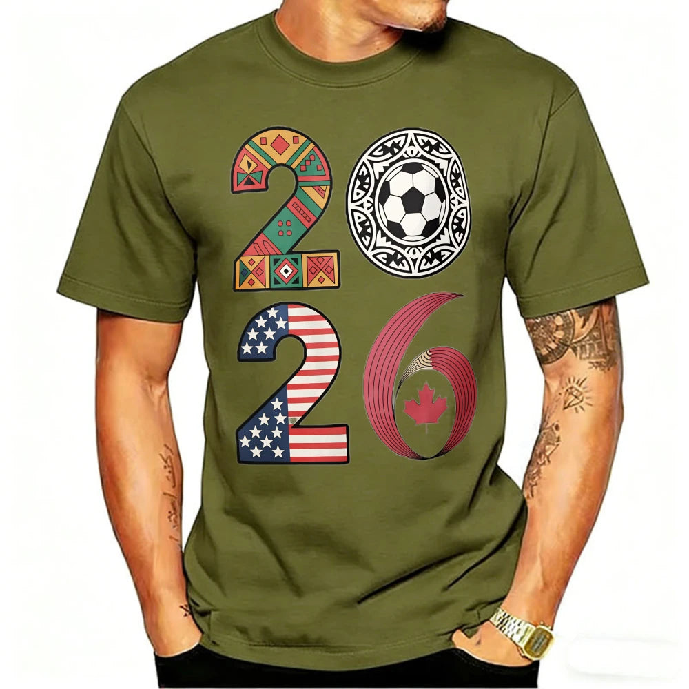 USA, Canada & Mexico Soccer Flag T-Shirt – Cotton Graphic Tee (2026 Edition)