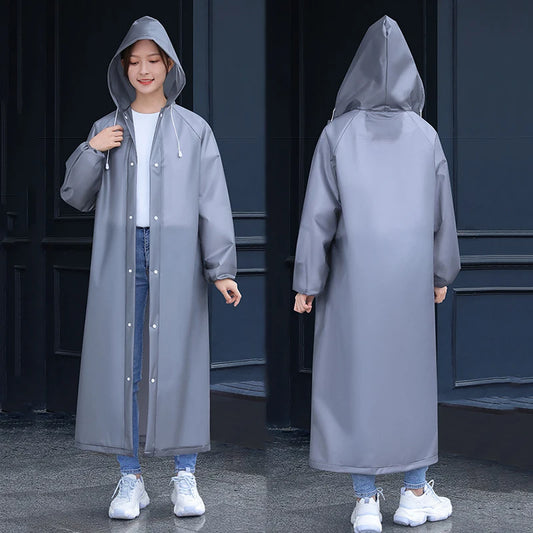 Unisex Long Waterproof Raincoat with Hood – Lightweight EVA Rain Poncho for Adults, Travel, Camping, and Fishing