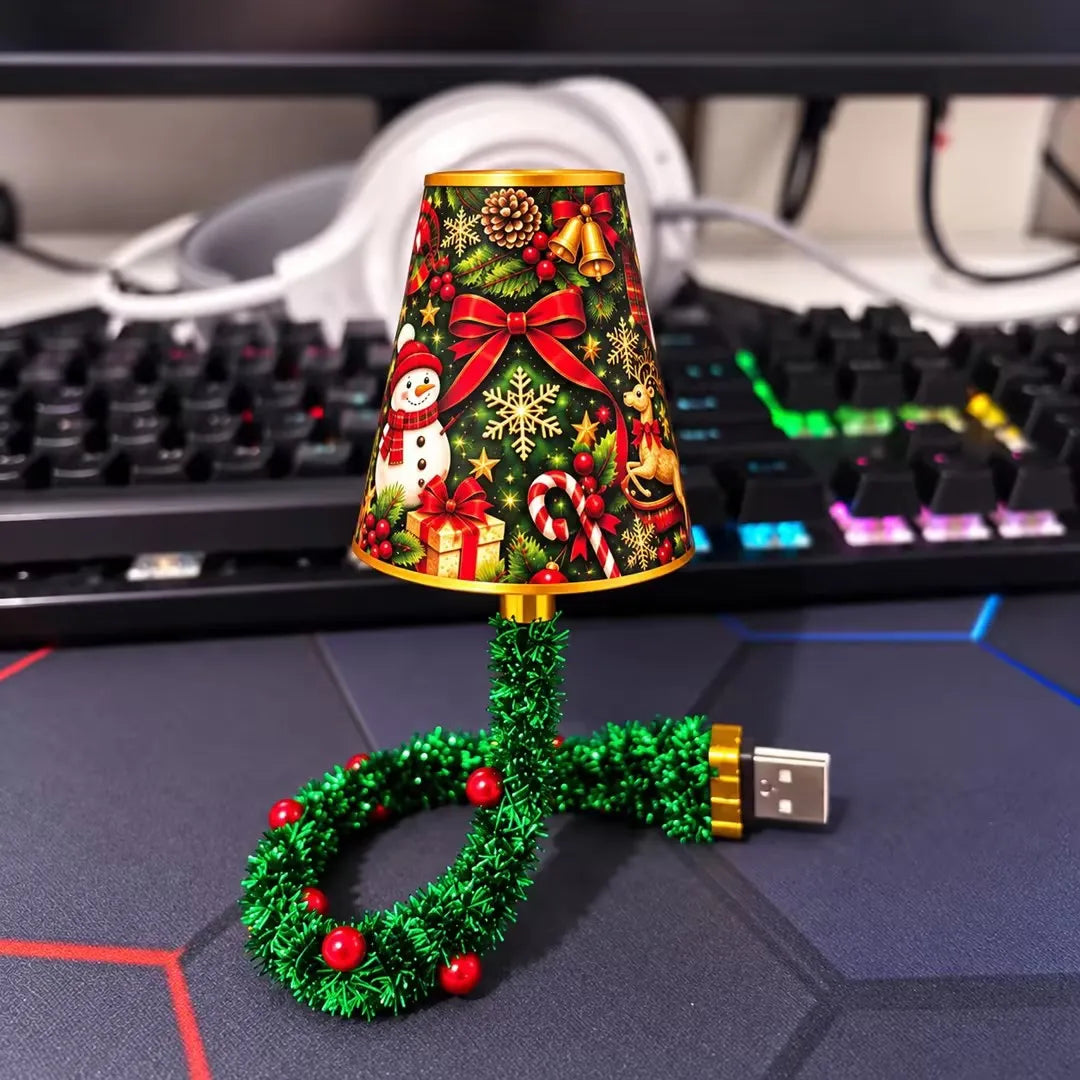 DIY USB-Powered Christmas LED Projection Lamp Kit with Festive Lampshade and Decorative Accessories for Indoor Holiday Displays