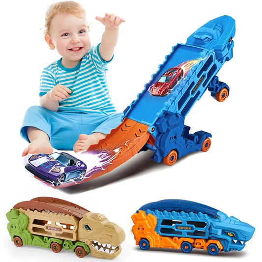 Transforming Vehicle Toy with Foldable Race Track