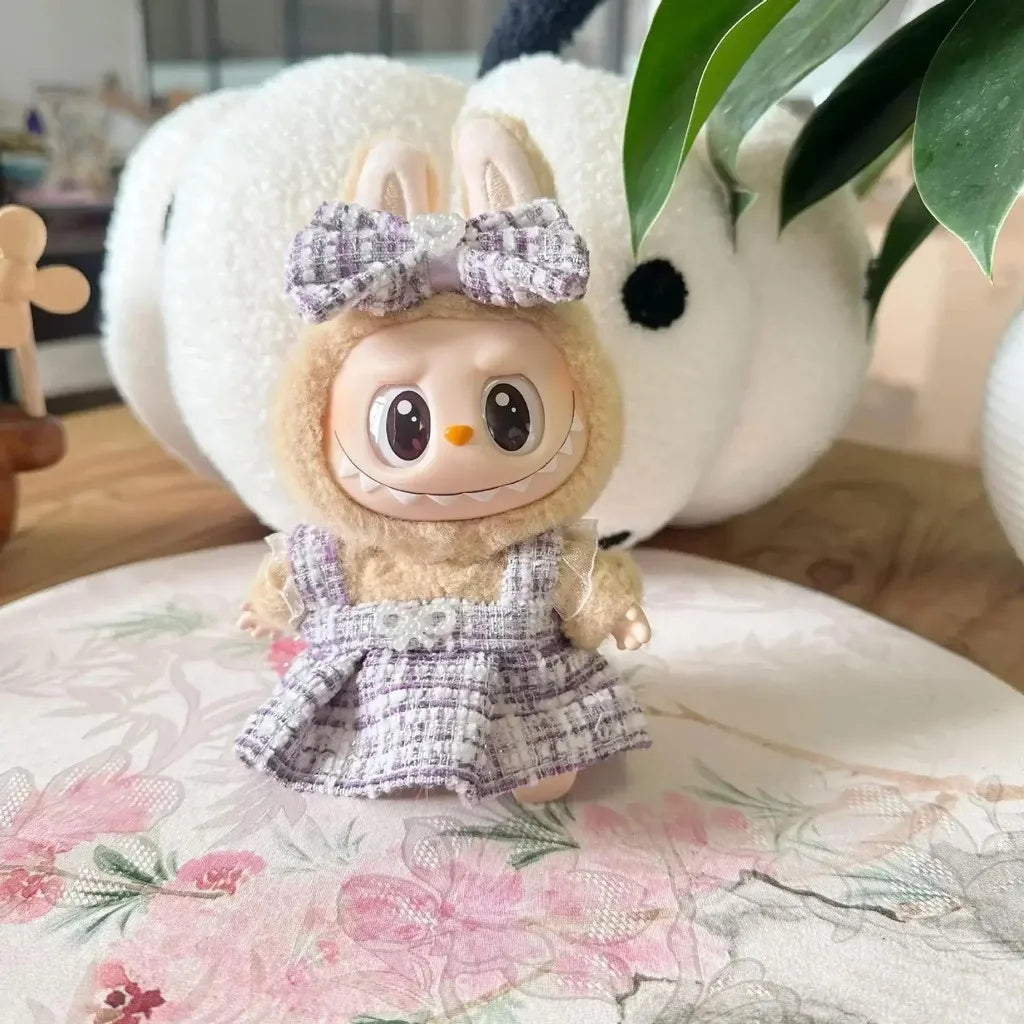 17cm Labubu Doll Clothes Outfit – Accessories for Kpop EXO Labubu Idol V1/V2, Skirt & Sweater Clothing Gift"