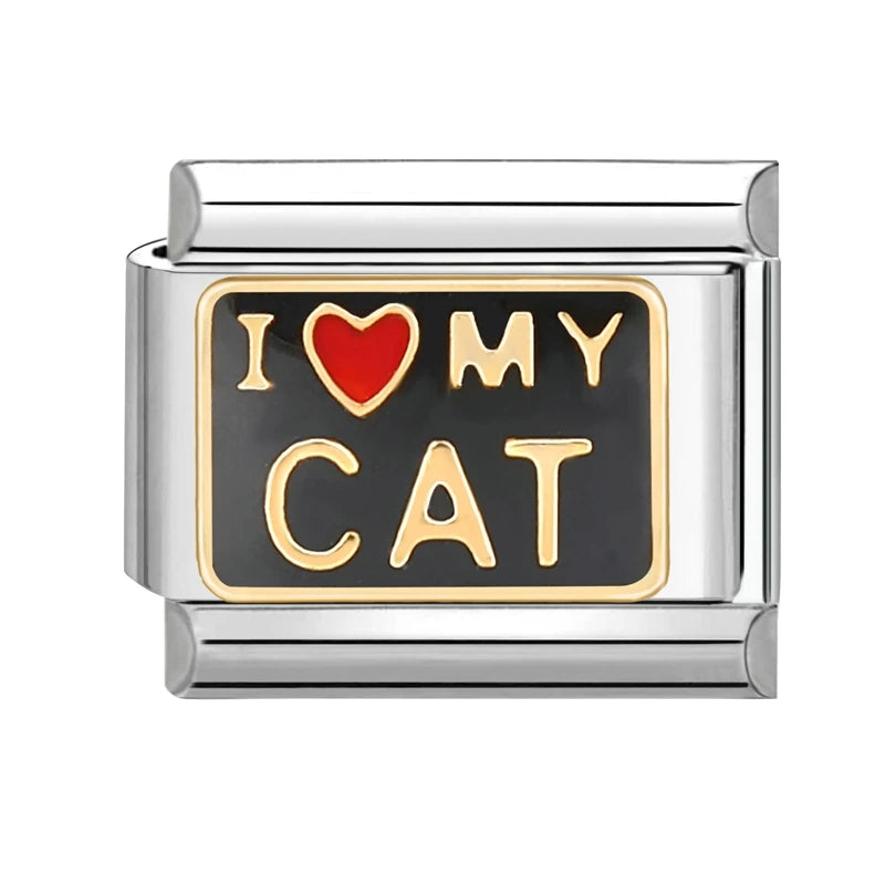 Italian Charm Links – Heart, Flower, Cat & Cherry Designs – Fits 9mm Stainless Steel Bracelets – DIY Jewelry Making Gift for Women