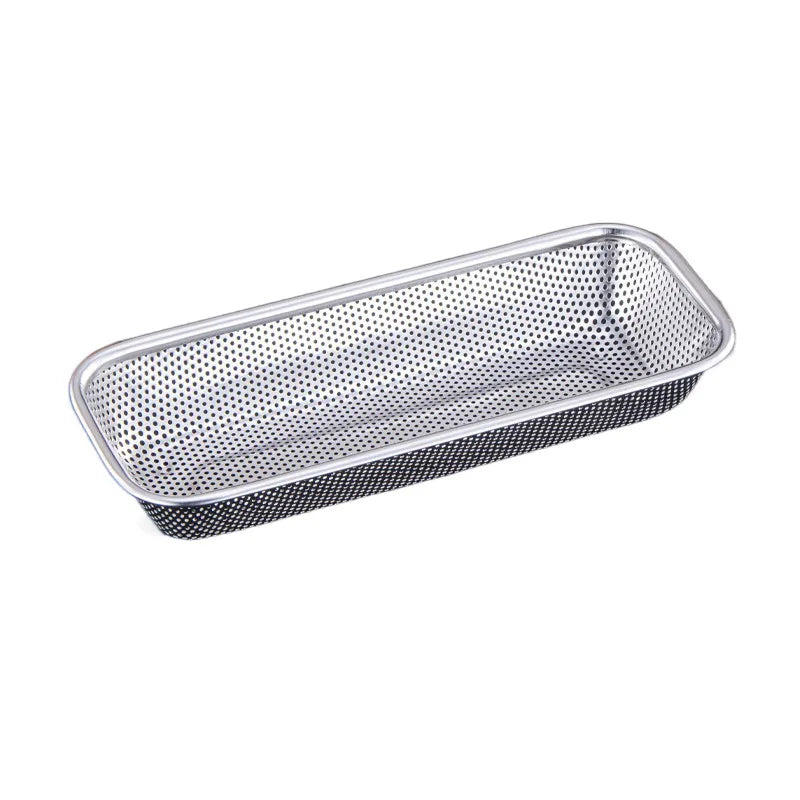 Stainless Steel Square Mesh Drain Basket Drain Basket 3 Size Vegetable Washing Basin Hollow Out Space-saving