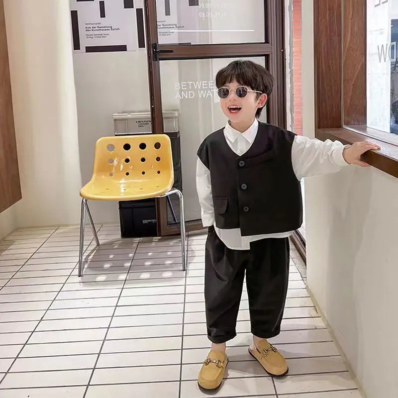 Boys 3-Piece Streetwear Clothing Set — Vest, Top & Pants