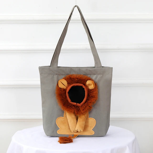 Pet Canvas Shoulder Bag Lion shaped Cat Tote Bag Comfortable Pet Tote Bag Shoulder Bag Portable Outdoor Cat Tote Bag