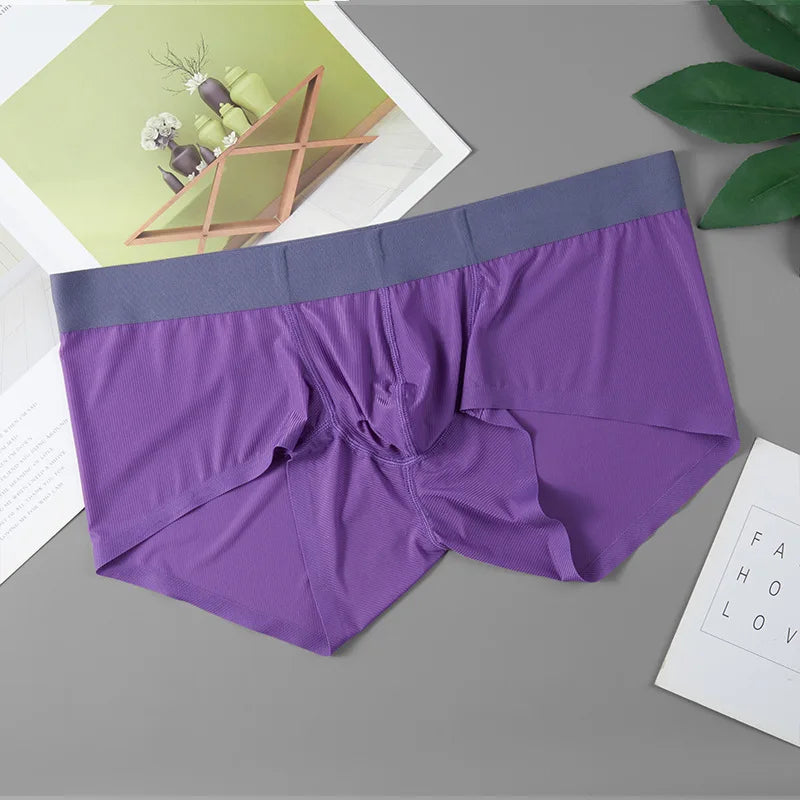 Men’s Ultra-Thin Ice Silk Boxer Shorts – Seamless, Breathable, Quick-Dry Underwear