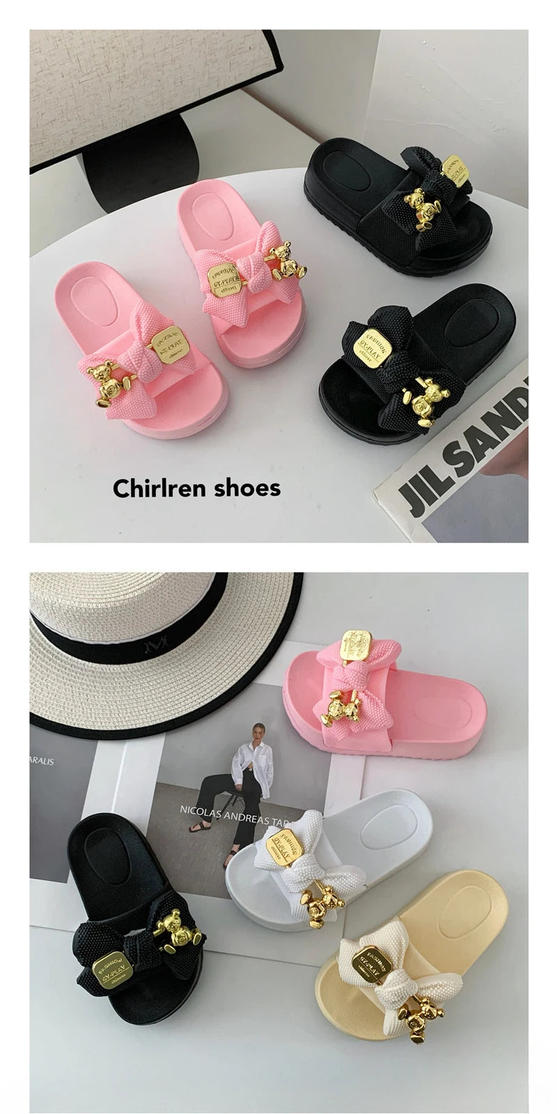 Fashion Girls’ Slippers – Simple Children’s Shoes with Thick Soles, Anti-Slip Design