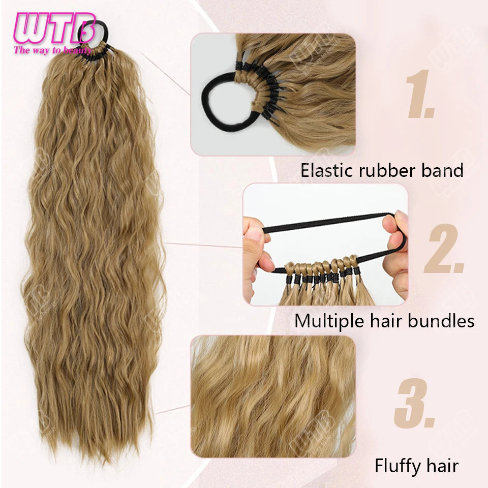 24-Inch Synthetic Braided Wig – Corn Perm Curly Ponytail, Lightweight & Natural Look for Daily Wear