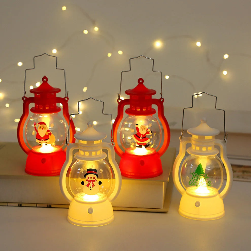 Christmas LED Lantern Light – Santa Decorative Lamp for Winter Home Display
