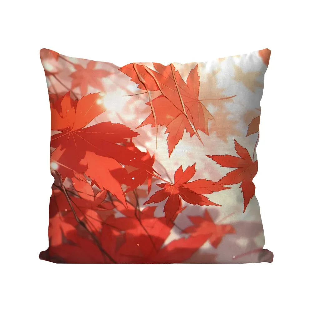 1pc Autumn Maple Leaf Decoration Pillow Case Square Pillow Bedroom Sofa Leisure ComfortCar Living Room Home Decoration 40X40