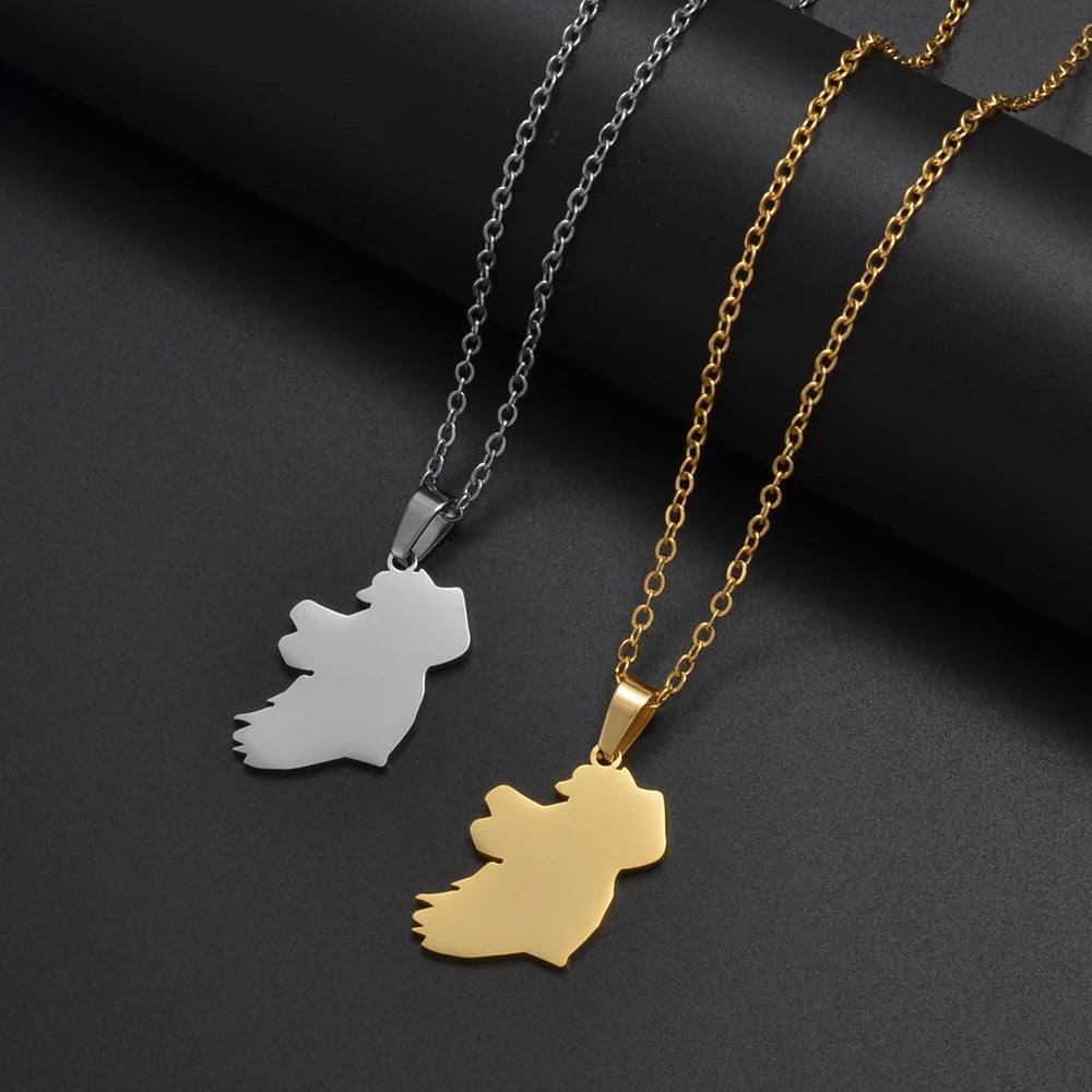 Ireland Map Pendant Necklace – Stainless Steel Éirinn Jewelry