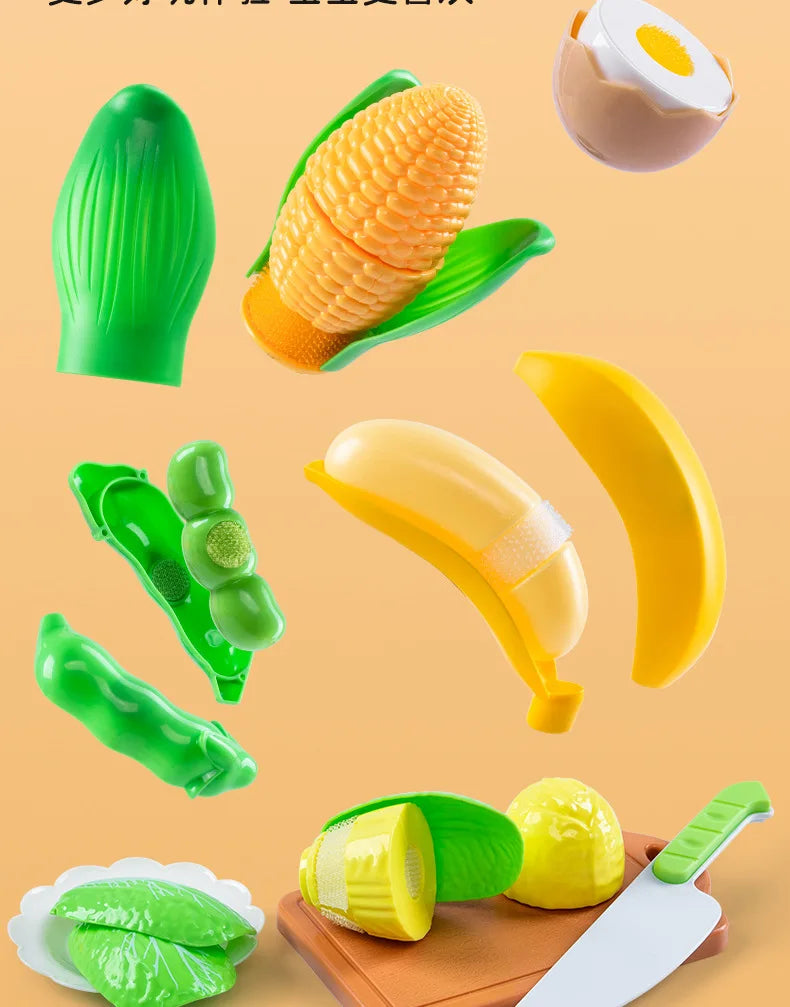 DIY Fruit & Vegetable Cutting Toy Set for Kids – Pretend Play Kitchen Food, Interactive Parent-Child Game, Birthday Gift