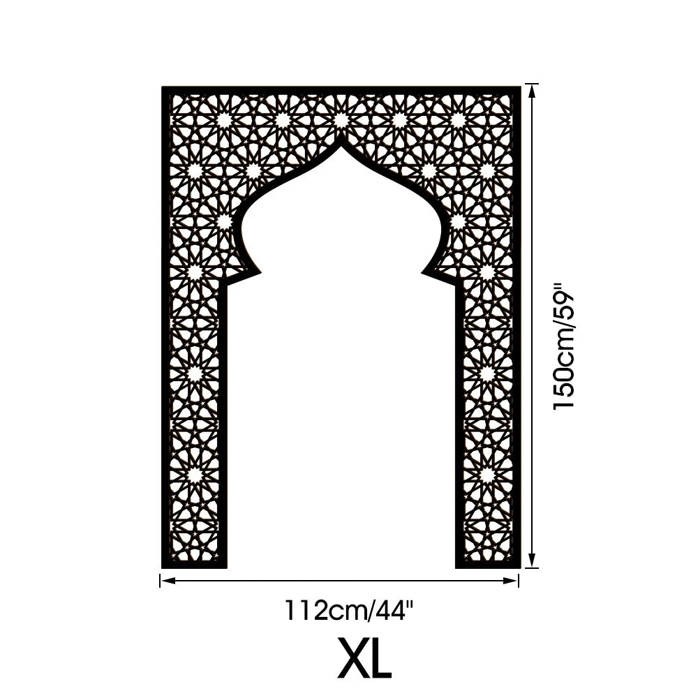 Islamic Arch Mirror Wall Sticker – Gold Acrylic 3D Mosque Frame Decal with Geometric Pattern for Ramadan & Eid Decor