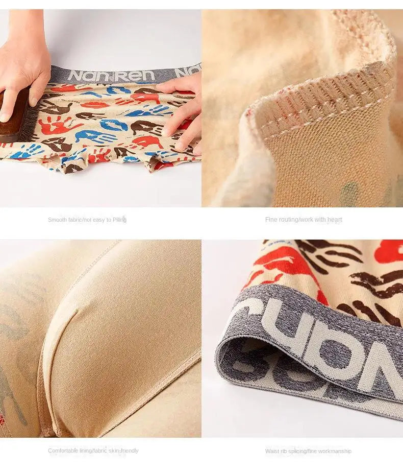 4-Pack Men's Cotton Boxer Shorts with Print Design