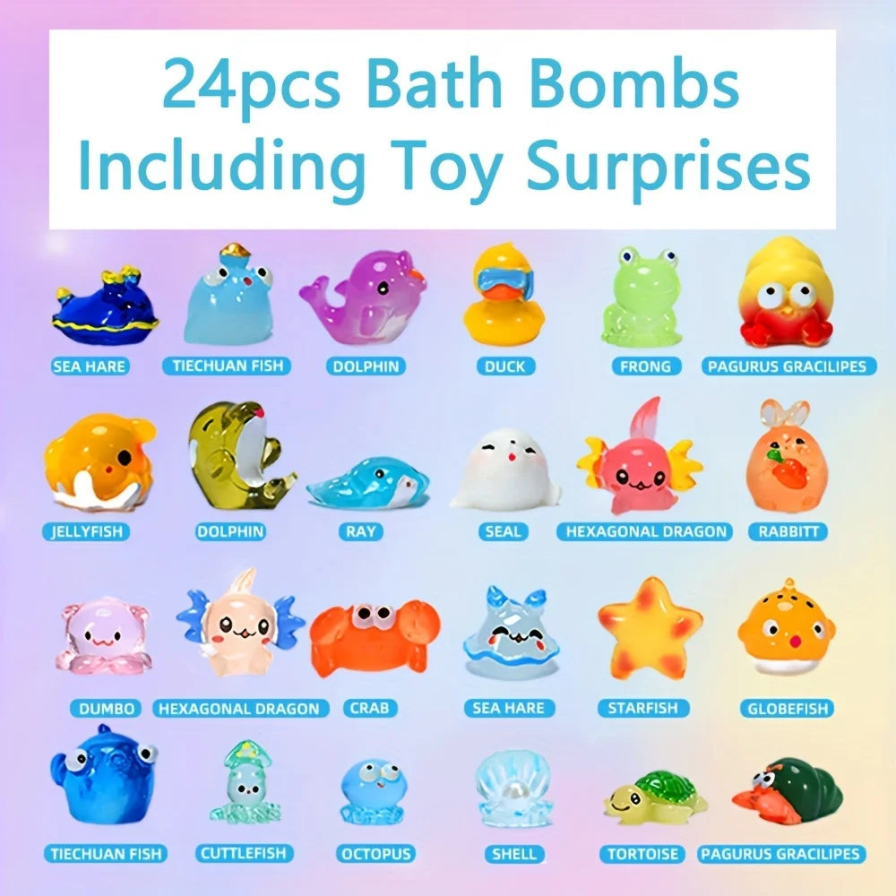 Kids Bath Bombs with Surprise Toys Inside – 24 Pack Bath Bomb Gift Set, Natural & Organic Bubble Bath Fizzies for Girls and Boys