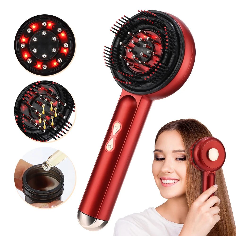 Electric Vibration Massage Comb Portable Scalp Massager with Oil Applicator, Hair Follicle Care Comb for Scalp Relaxation and Hair Care