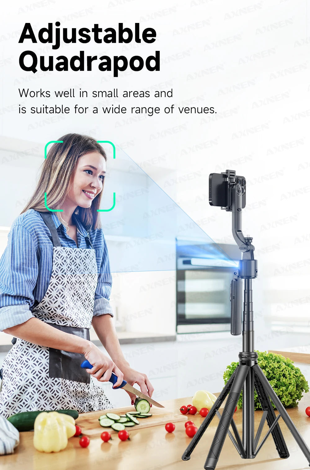 AI Face-Tracking Selfie Stick Tripod with Bluetooth Remote