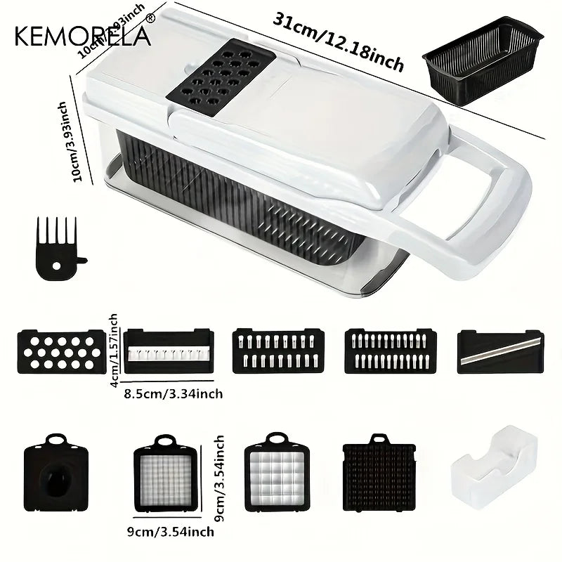 KEMORELA 15-in-1 and 22-in-1 Manual Vegetable Chopper, Dicer, Slicer and Grater with Collection Container